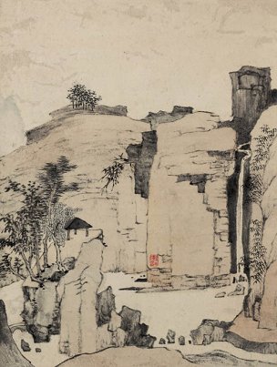 清 渐江 弘仁 山水八开-2-画 22.6x30[山水]