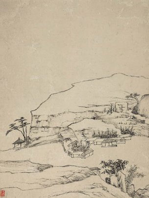 清 渐江 弘仁 山水八开-5-画 22.6x30[山水]