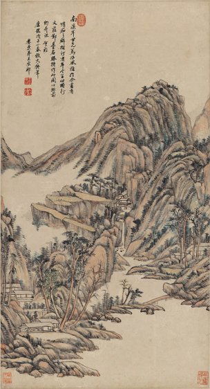 清 王原祁 仿大痴山水图轴 纸本 49.3x91.2[山水]