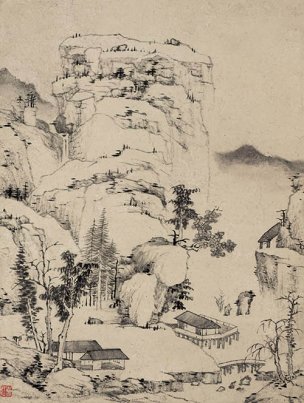 清 渐江 弘仁 山水八开-1-画 22.6x30[山水]