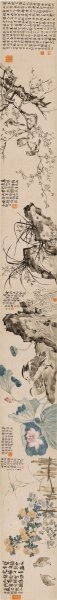 清 李禅 李鱓 冷艳幽香图卷 361x34.4[花鸟]