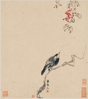 清 李禅 李鱓 花卉册页十二开-7 33x37[花鸟]