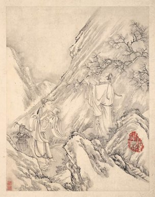 清 李世倬 逍遥胜迹图册-9-画 22.4x28.4[人物] 
