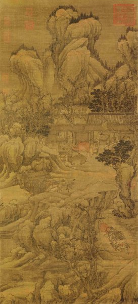 清 李寅 雪岭盘车图 绢本 133.5x73.5[山水] 
