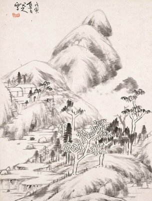 清 朱耷 （八大山人）册页十六开11 [山水] 