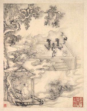 清 李世倬 逍遥胜迹图册-4-画 22.4x28.4[人物] 