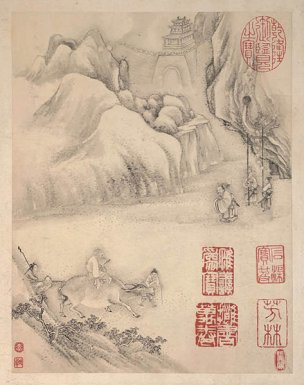 清 李世倬 逍遥胜迹图册-1-画 22.4x28.4[人物] 
