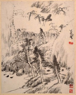 清 朱耷 （八大山人） 山水册页007 [山水] 