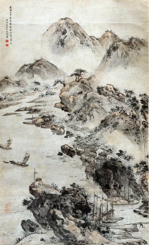 清 朱伦瀚 元人笔意[山水] 