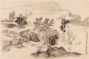 清 恽寿平 王翚 花卉山水合册10a 58x38[山水] 