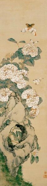 清 居廉 花卉四屏之三纸本 100x25.5[花鸟] 