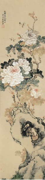 清 居廉 花卉四屏之二纸本 100x25.5[花鸟] 