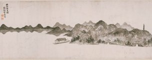 清 宋葆淳 西湖泛月图卷 画心 27.4x69[山水] 