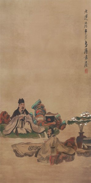 明 陈洪绶 品茶 绢本107x53 缩）[人物] 