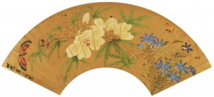 明 陈洪绶 花卉草虫扇面[花鸟]