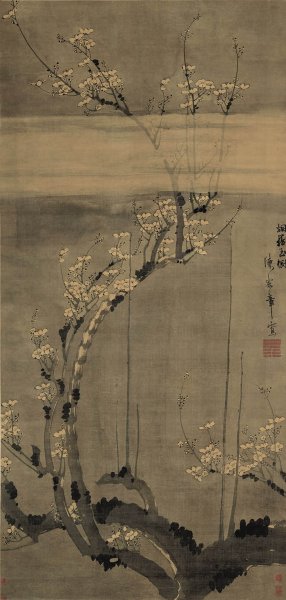 明 陈录 烟笼玉树图hx 65x137[花鸟]