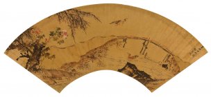 明 郁乔枝 花鸟扇面 [花鸟]