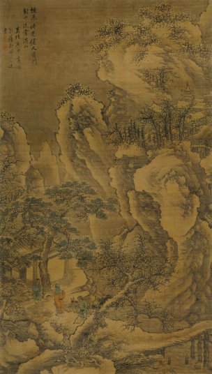 明 谢时臣 雪山寒溪图 绢 81x143[山水]