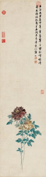 明 陆治 牡丹图 纸本31.7x102.8 [花鸟]