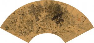 明 钱谷 山水图扇面 50x23[山水]