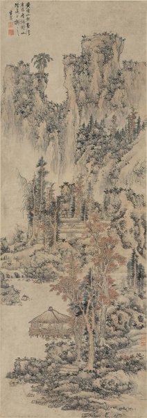 明 蓝瑛 仿黄鹤山樵山水 纸本 76.5x215.6 调  [山水