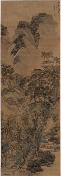 明 蓝瑛 松萝晚翠图轴 绢本 55.6x159.5 [山水]