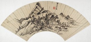 明 董其昌 山水扇面-山水-18.5X54 [山水]