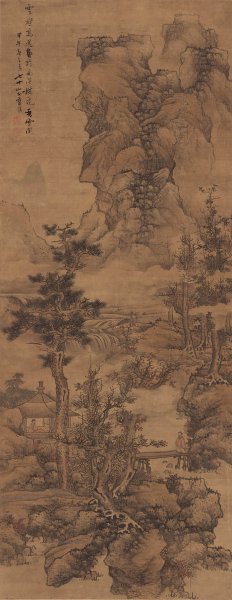 明 蓝瑛 云壑高逸图轴  调 66.8x172.4[山水]
