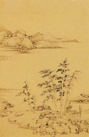 明 董其昌 仿宋元人缩本画跋册95 [山水]