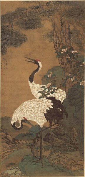 明 童垲 松鹤延年图 绢本97.2-201 [花鸟]