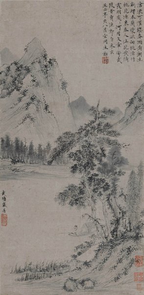 明 盛著 沧浪独钓图 31x63[山水]