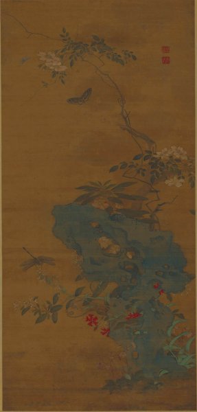 明 汪中 秋园蛱蝶图53.9-112.7cm [花鸟]