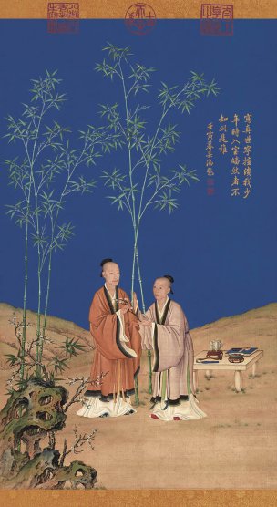 清 郎世宁 平安春信图 绢本 68X126[人物] 