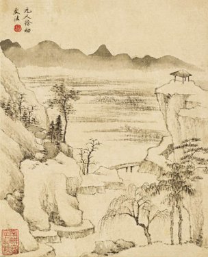 清 查士标 山水册页十开-02 18x22[山水] 