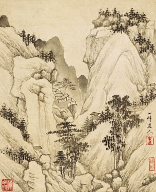 清 查士标 山水册页十开-09 18x22[山水] 