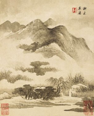 清 查士标 山水册页十开-08 18x22[山水] 