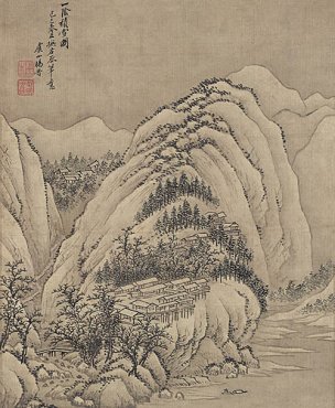 清 杨晋 仿古山水册页十二开-12 25.5x31[山水] 