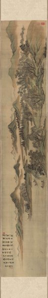 清 杨晋 唐解元诗意图 hx 150.5x24.5[山水] 