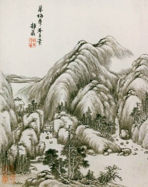 清 唐岱 仿古山水册-8 25x31.5[山水] 