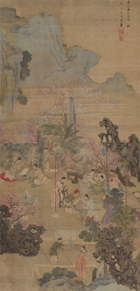 清 吕焕成 春夜宴桃李园 96x199[人物] 