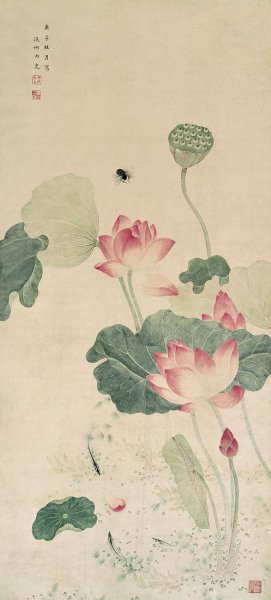 清 吴应贞 荷花图 58.8×130[花鸟] 