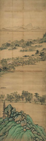 清 周尚文 西湖全景图屏-11 高191cm[山水] 