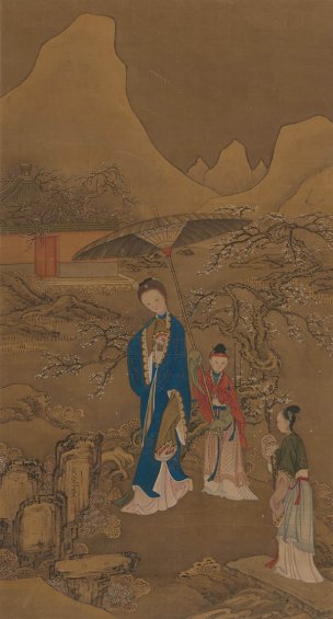 清 冷枚 探梅图 绢本 95x51cm[人物] 