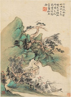 清 华喦 华岩 山水册页十二开-1 23x31[山水] 