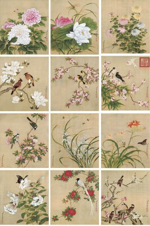 清 余稚 花鸟册（玄） 单页尺寸 33x37[花鸟] 