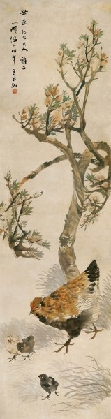 清 任伯年 母子平安图 纸本40X150 [走兽] 