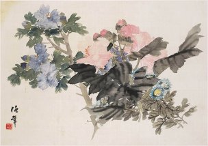 清 任伯年 任颐 花卉册页 (11) 42.2x29.8[花鸟] 