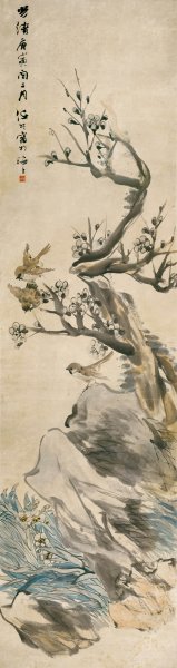 清 任伯年 雀图 纸本40x150（天津博物馆）[花鸟 