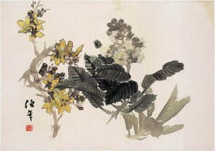 清 任伯年 任颐 花卉册页 (9) 42.2x29.8[花鸟] 