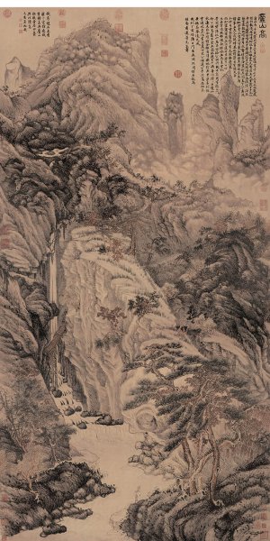 明 沈周 庐山高图 绢本193.8x98.1[山水]